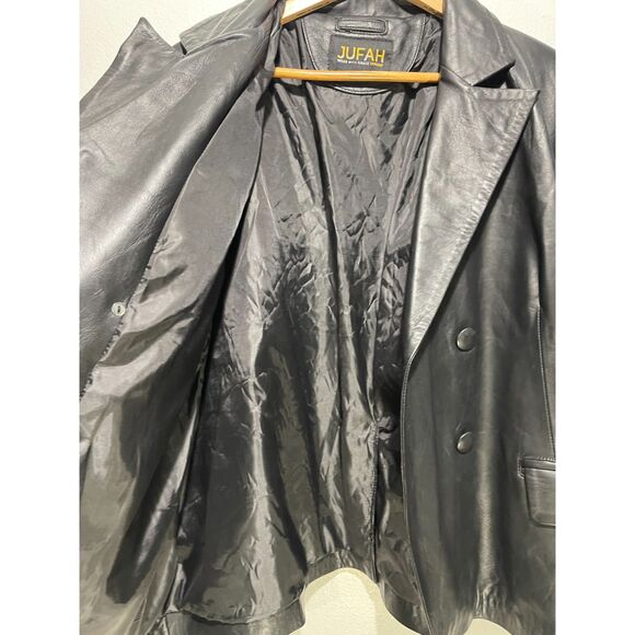 Jufah leather blazer wear with Grace jacket black classic old money women XL - Picture 4 of 6